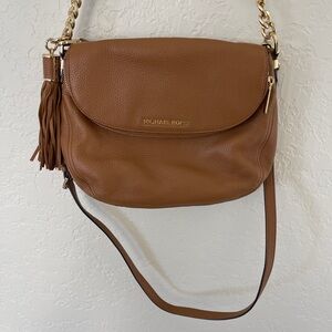 Michael Kors Brown Leather Crossbody Bag with Gold Hardware